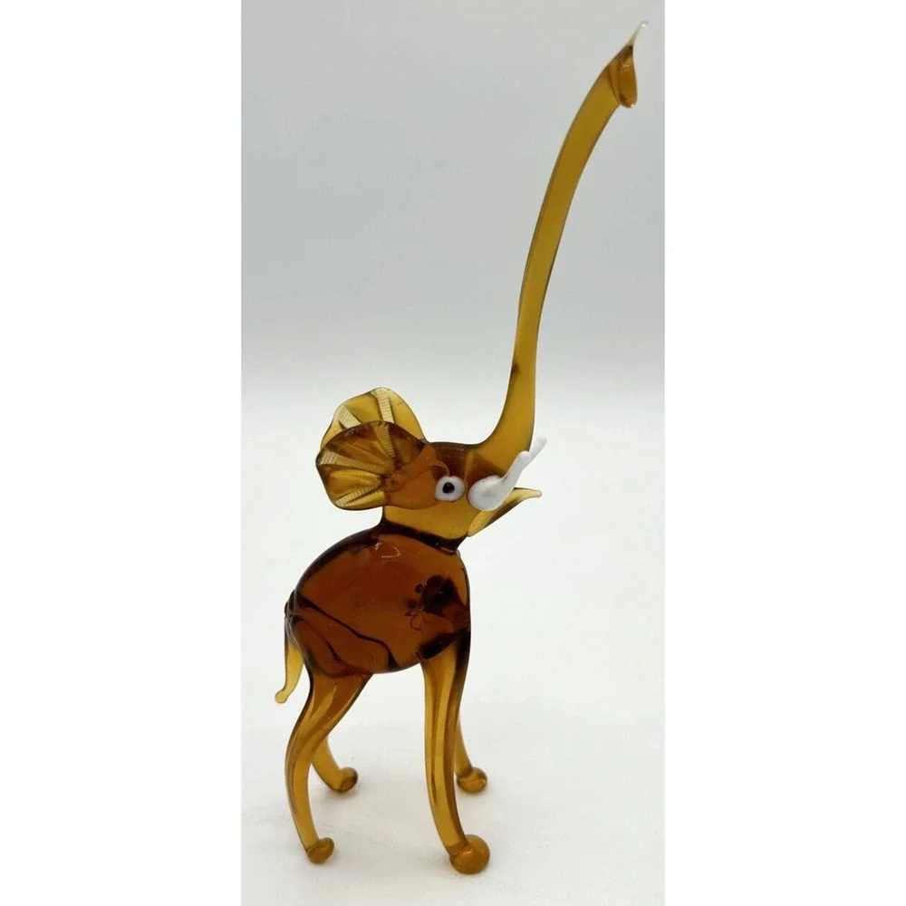 Vintage Blown Glass Brown Elephant Figurine 7.5